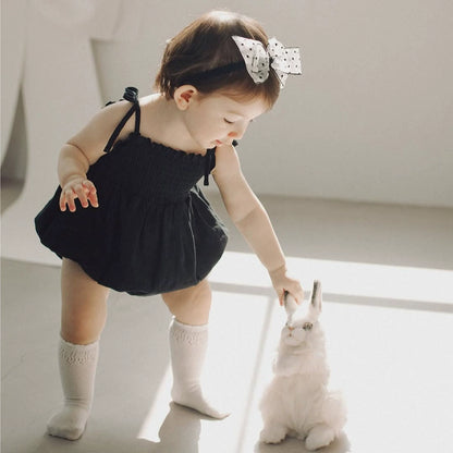 Summer Arrival Baby Girls Cute Solid Color Black Sleeveless Strap Onesies, MyKids-USA®, Baby One-Pieces, MyKids-USA - Size/Age - 66 (3-6M) - Color - Black -  -  - TR2505102246-A