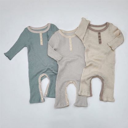 MyKids-USA® Autumn Arrival Baby Kids Long Sleeves Color Patchwork Rompers