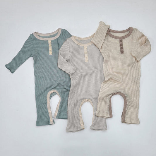 MyKids-USA® Autumn Arrival Baby Kids Long Sleeves Color Patchwork Rompers