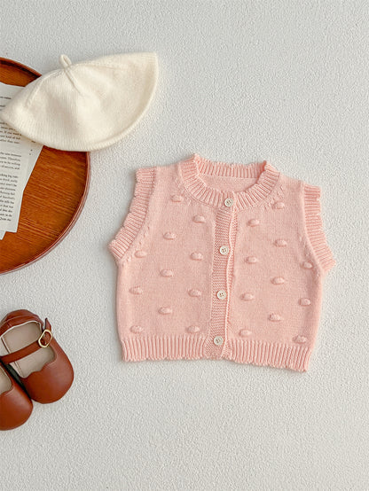 Adorable Infant Baby Girls Bubble Knitted Sleeveless Single Breasted Sweater Vest, MyKids-USA®, Baby & Toddler Outerwear, MyKids-USA - Size/Age - 66 (3-6M) - Color - Pink -  -  - TR2401022136-B