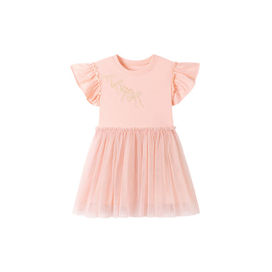 Summer Arrival Butterfly-bows Pattern Fly Sleeves Tulle Patchwork Dress for Stylish Girls, MyKids-USA®, Baby & Toddler Dresses, MyKids-USA - Size/Age - 90 (12-24M) - Color - Pink -  -  - TR2601251627-A.