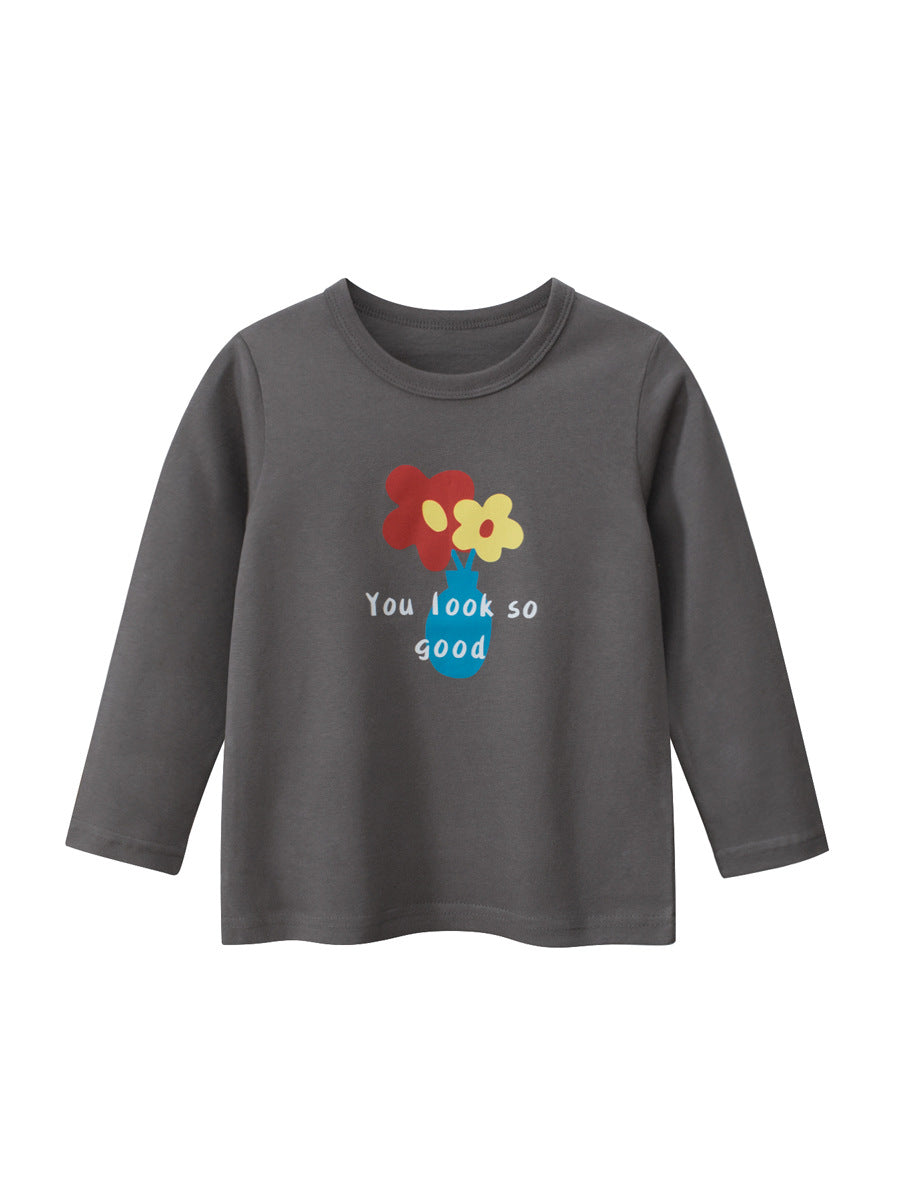 Autumn Arrival Kids Girls Flowers Cartoon and Letters Print Crew Neck Long Sleeves Pullover Sweatshirt, MyKids-USA®, Baby & Toddler Outerwear, MyKids-USA - Size/Age - 90 (12-24M) - Color - Black -  -  - TR2408160959-A