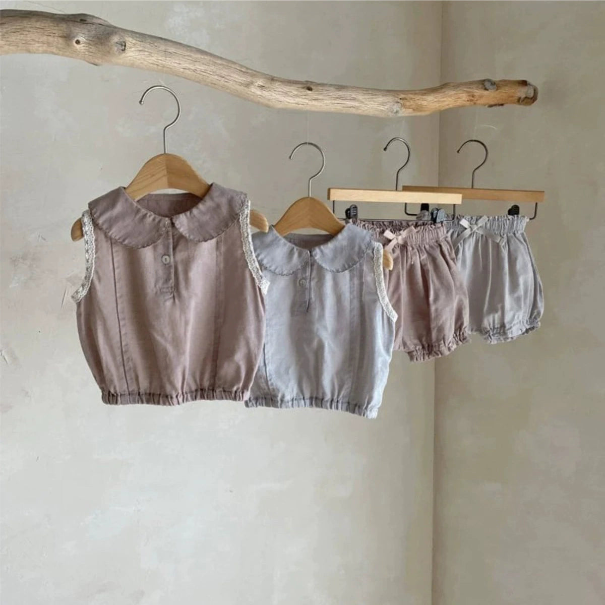 Summer Hot Selling Baby Kids Girls Sleeveless Peter Pan Collar Vest and Plain Shorts Clothing Set, MyKids-USA®, Baby & Toddler Outfits, MyKids-USA -  -  -  -  -  -  - 