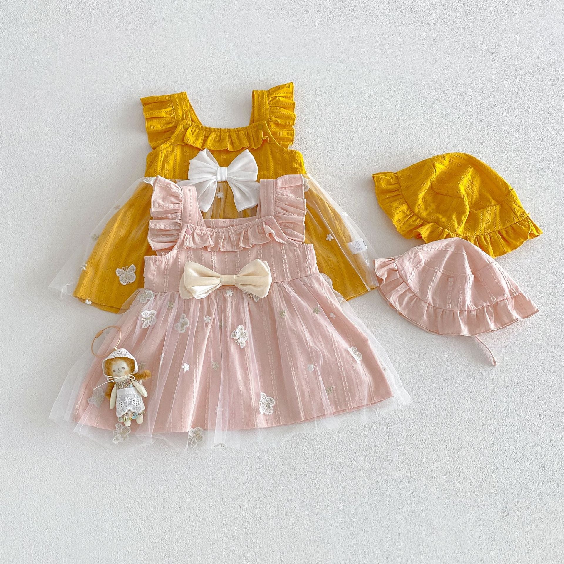 Summer Arrival Baby Girls Fly Sleeves Tulle Patchwork Dress with Hat, MyKids-USA®, Baby & Children's Dresses, MyKids-USA -  -  -  -  -  -  - .