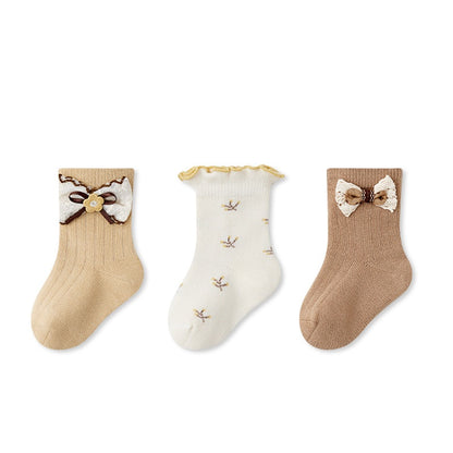 Autumn and Spring Arrival Baby Girls Breathable Cute Pattern Socks 1 Lot=3-Pair Set, MyKids-USA®, Baby & Toddler Socks & Tights, MyKids-USA - Size/Age - XS (0-6M) - Color - Apricot -  -  - TR2601112230-A.