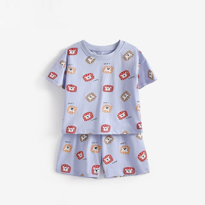 Arrival Summer Baby Kids Boys Short Sleeves Lions Pattern T-shirt and Shorts Clothing Set