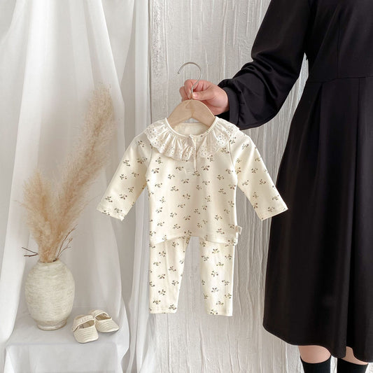 Spring and Autumn Baby Kids Girls Casual Floral Top and Pants Clothing Set, MyKids-USA®, Baby & Toddler Outfits, MyKids-USA - Size/Age - 66 (3-6M) - Color - Beige -  -  - TR2509162334-A