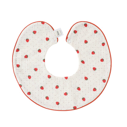 Adorable Fruits Printed Pattern Snap-on Round Shaped Bib, MyKids-USA®, Bibs, MyKids-USA - Size/Age - S (0-1Y) - Color - White -  -  - TR2605202216-F.