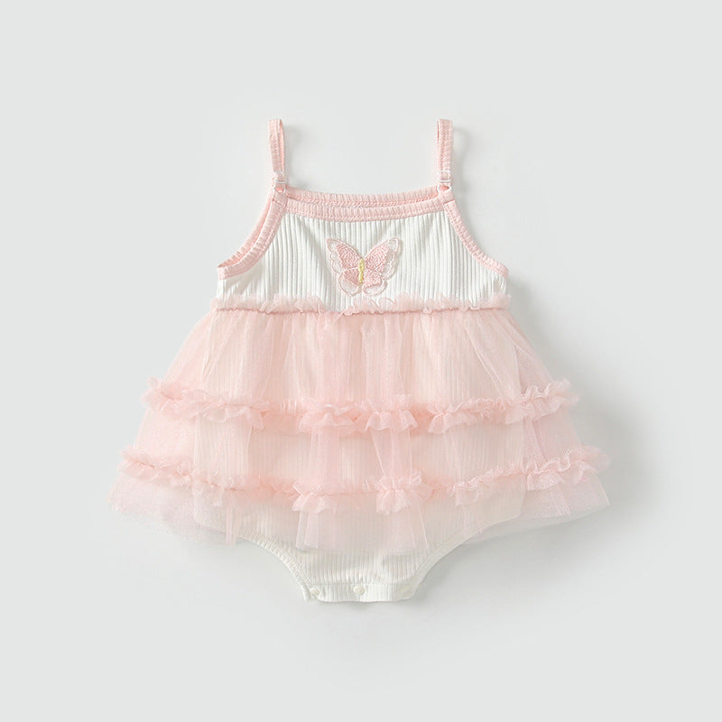 Summer Arrival Baby Girls Cute Color Patchwork Butterfly Pattern Sleeveless Tulle Dress Design Onesies, MyKids-USA®, Baby One-Pieces, MyKids-USA - Size/Age - 66 (3-6M) - Color - Pink -  -  - TR2505072050-A