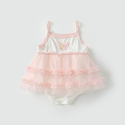Summer Arrival Baby Girls Cute Color Patchwork Butterfly Pattern Sleeveless Tulle Dress Design Onesies, MyKids-USA®, Baby One-Pieces, MyKids-USA - Size/Age - 66 (3-6M) - Color - Pink -  -  - TR2505072050-A
