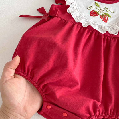 Summer Arrival Baby Girls Cute Fly Sleeves Strawberry Embroidered Pattern Onesies, MyKids-USA®, Baby One-Pieces, MyKids-USA -  -  -  -  -  -  - 
