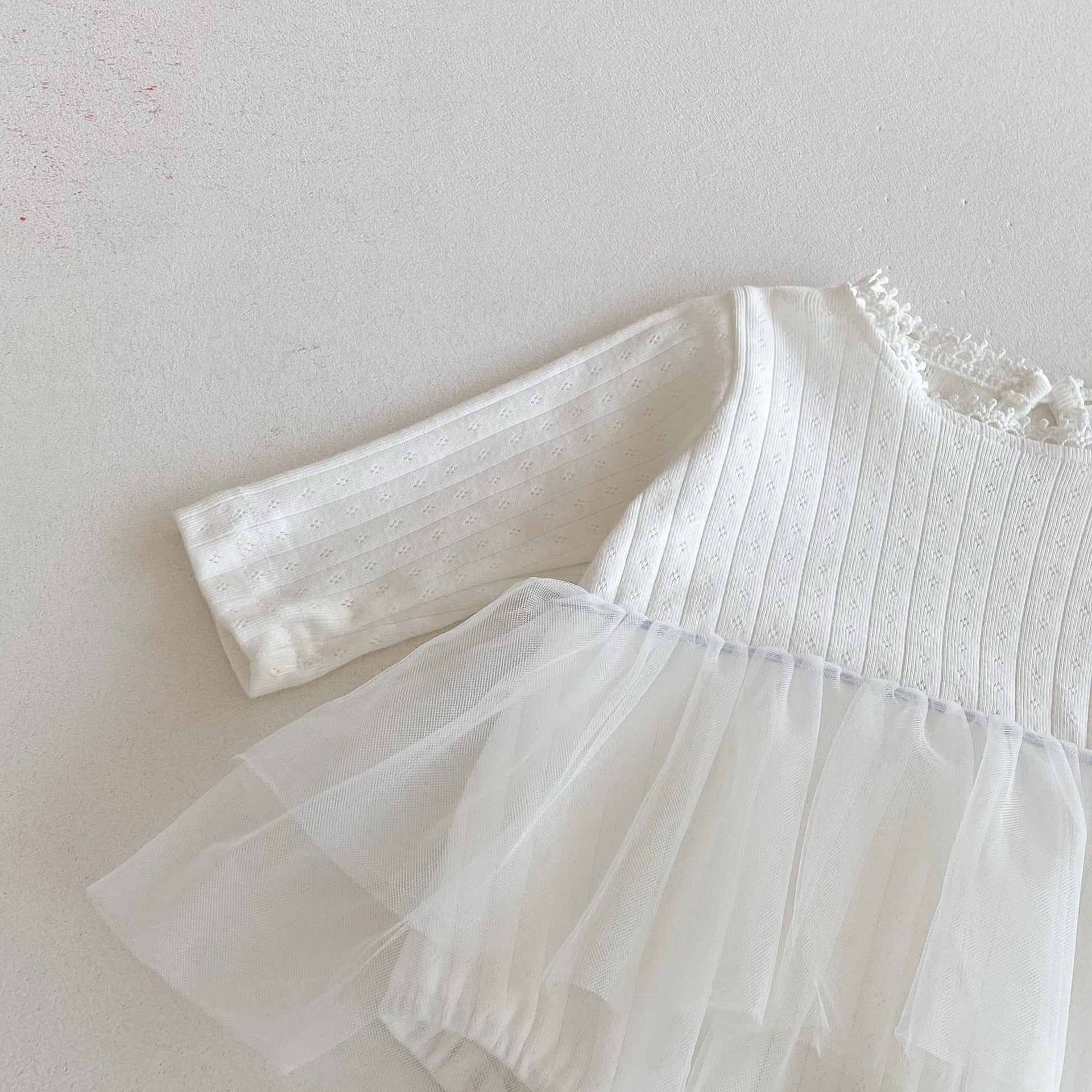 Autumn Arrival Baby Girls Long Sleeves Beige Onesies with Tulle Decoration, MyKids-USA®, Baby & Toddler Dresses, MyKids-USA -  -  -  -  -  -  - 