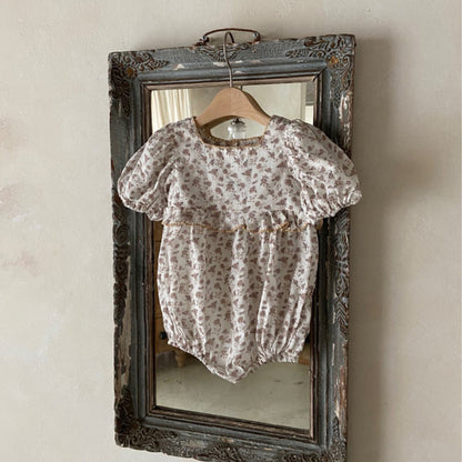 Summer Arrival Baby Short Sleeves Vintage Floral Pattern Bodysuit