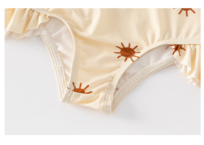 Summer Arrival Baby Girls Casual Cute Pattern Zip-up Swimwear