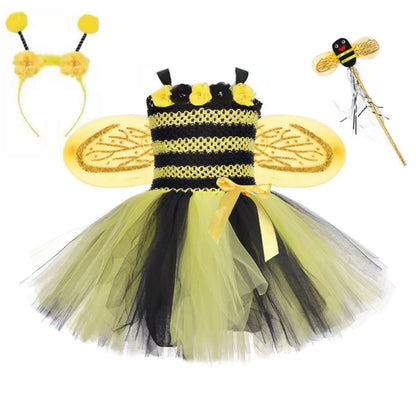 Arrival Bee Shape Tulle Dress – Halloween Design Party Performance Costume Set, MyKids-USA®, Costume Dresses, MyKids-USA - Size/Age - S (1-2Y) - Color - Black -  -  - TR2508202211-A.