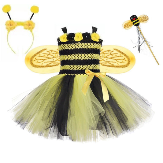 Arrival Bee Shape Tulle Dress – Halloween Design Party Performance Costume Set, MyKids-USA®, Costume Dresses, MyKids-USA - Size/Age - S (1-2Y) - Color - Black -  -  - TR2508202211-A.