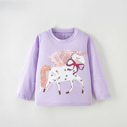 MyKids-USA® Spring and Autumn Baby Kids Girls Cartoon Pattern Long Sleeves Top