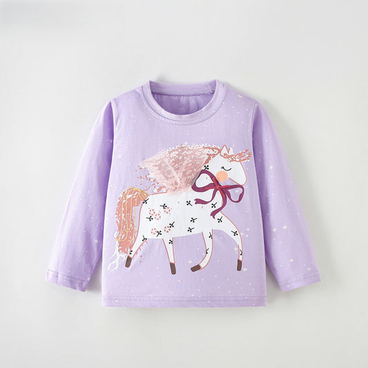 MyKids-USA® Spring and Autumn Baby Kids Girls Cartoon Pattern Long Sleeves Top