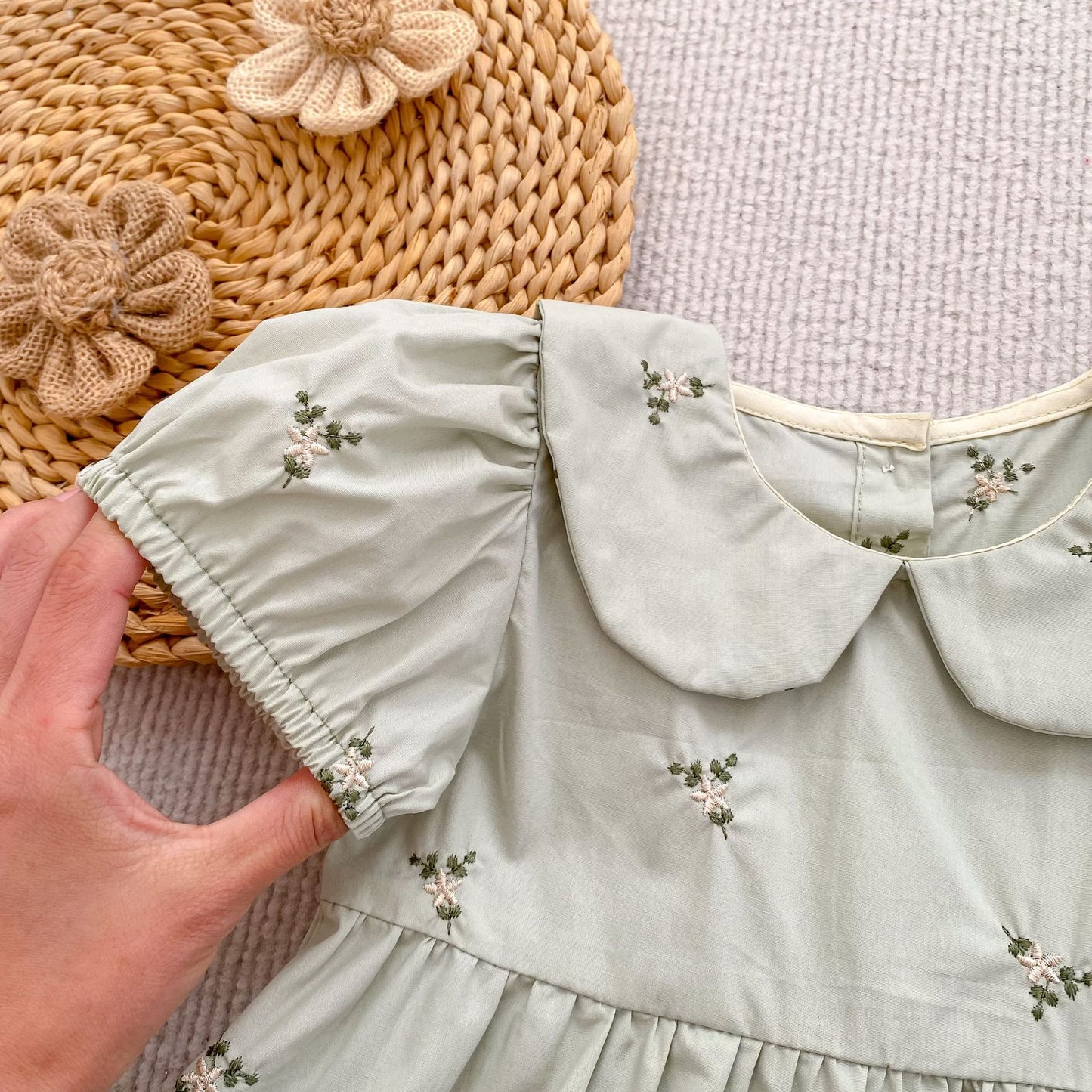 Summer Girls Flowers Pattern Embroidered Onesies and Dress – Princess Sister Matching Set, MyKids-USA®, Baby & Toddler Outfits, MyKids-USA -  -  -  -  -  -  - .