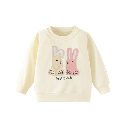 MyKids-USA® Autumn Arrival Kids Girls Cartoon and Letters Print Crew Neck Long Sleeves Pullover