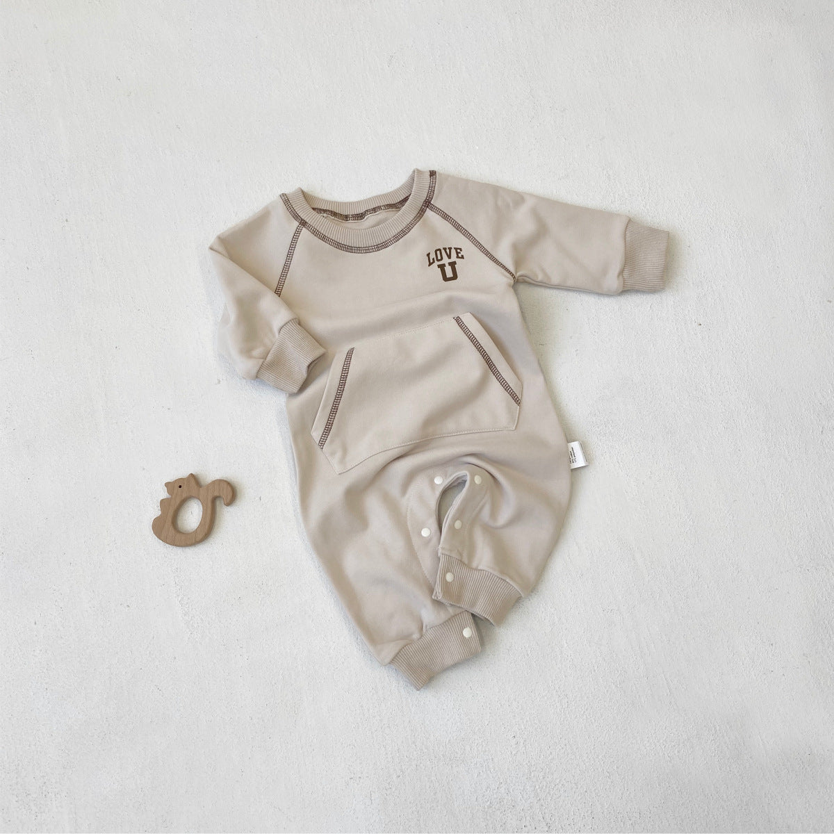 MyKids-USA® Autumn Hot Selling Baby Unisex Letters Pattern Pocketed Long Sleeves Romper