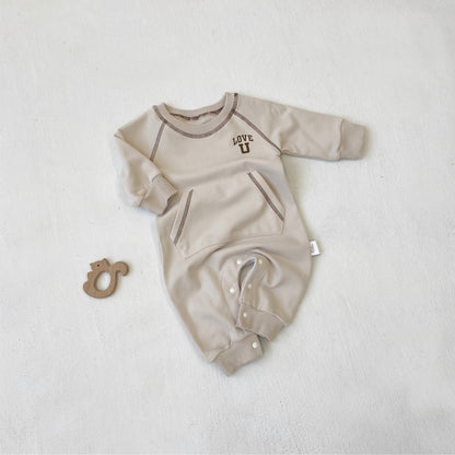MyKids-USA® Autumn Hot Selling Baby Unisex Letters Pattern Pocketed Long Sleeves Romper