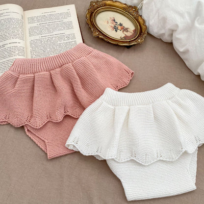 Autumn Hollow Carved Design Solid Color Knitted Sets