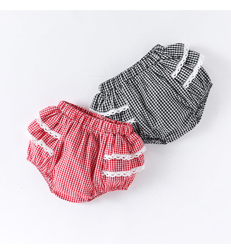 Summer Arrival Baby Girls Fly Sleeves Floral Pattern Top and Plaid Bloomers Clothing Sets, MyKids-USA®, Shorts, MyKids-USA -  -  -  -  -  -  - 