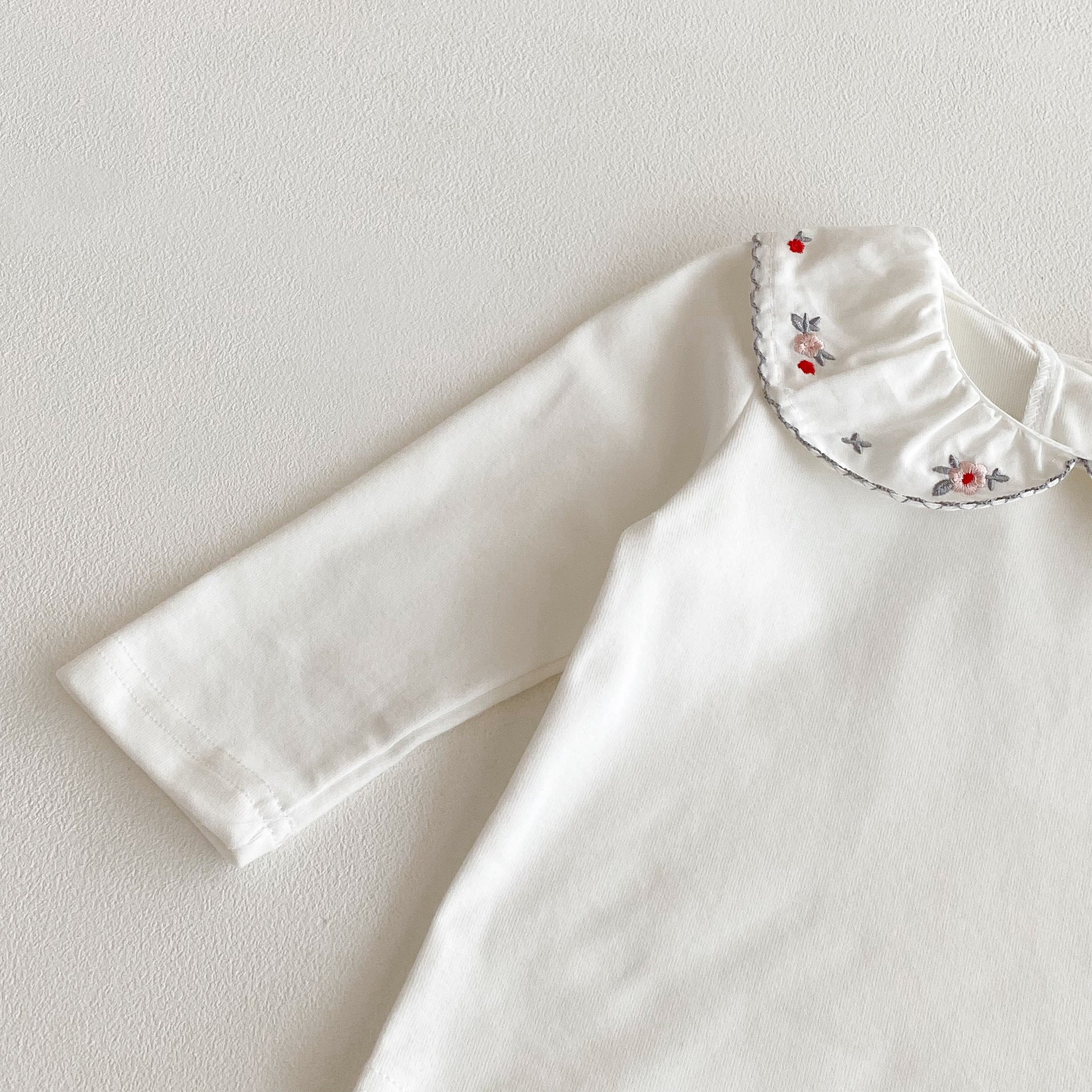 Autumn Arrival Baby Girls Flowers Embroidered Pattern Long Sleeves Top with Collar, MyKids-USA®, Baby & Toddler Tops, MyKids-USA -  -  -  -  -  -  - 