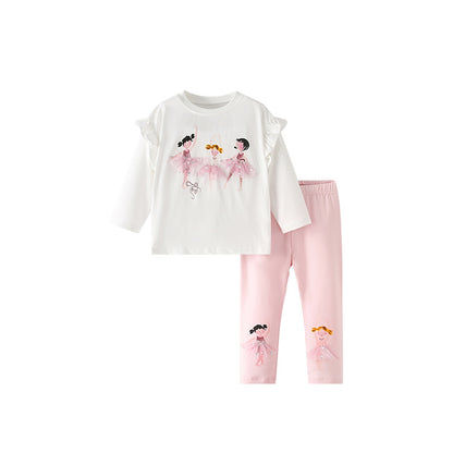 Spring and Autumn Girls Cartoon Pattern Long Sleeves Top and Pants Clothing Set, MyKids-USA®, Baby & Toddler Outfits, MyKids-USA - Size/Age - 130 (7-8Y) - Color - Pink -  -  - TR2602041158-A.