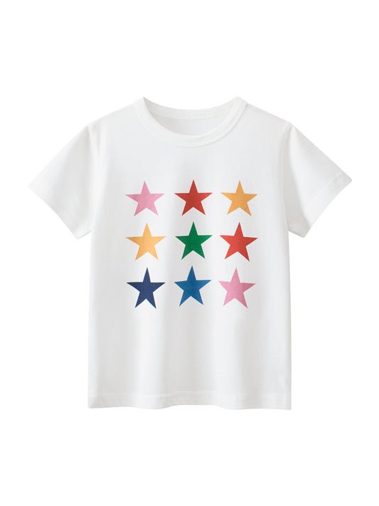 Stars Print Girls’ T-Shirt In European And American Style For Summer