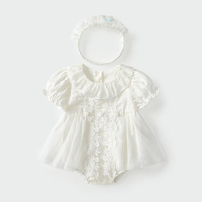 Summer Arrival Baby Girls Cute Solid Color Floral Embroidery Short Sleeves Dress Design Onesies, MyKids-USA®, Baby One-Pieces, MyKids-USA - Size/Age - 66 (3-6M) - Color - Apricot -  -  - TR2505072044-A