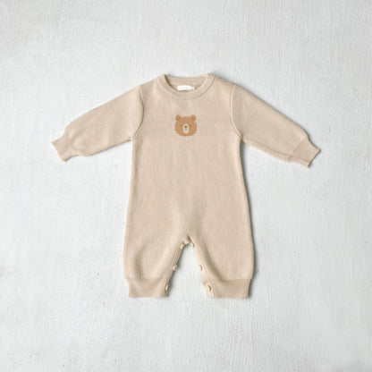 Autumn and Spring Arrival Baby Unisex Long Sleeves Teddy Bear Pattern Knitted Rompers, MyKids-USA®, Baby One-Pieces, MyKids-USA - Size/Age - 66 (3-6M) - Color - Apricot -  -  - TR2601112339-A.