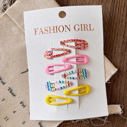 Collection of 10 Cute Printed Hollow-out Hair Clips, MyKids-USA®, Hair Pins, Claws & Clips, MyKids-USA - Size/Age - Average Size (0-12Y） - Color - Light Pink -  -  - TR2603171058.
