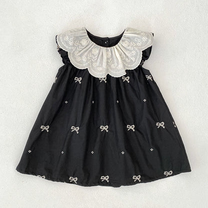 Summer Baby Girls French-style Flowers Pattern Collar Sleeveless Butterfly-bows Embroidered Onesies and Dress – Princess Sister Matching Set, MyKids-USA®, Baby & Toddler Dresses, MyKids-USA -  -  -  -  -  -  - 