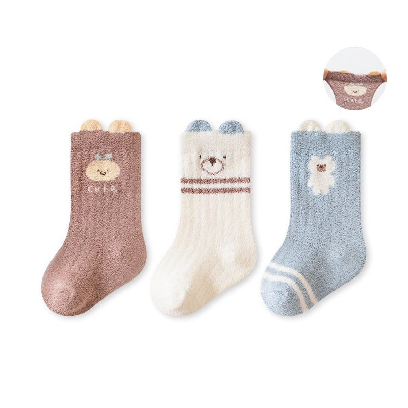 Autumn and Winter Arrival Baby Unisex Breathable Animals Pattern Cute Socks 1 Lot=3-Pair Set, MyKids-USA®, Baby & Toddler Socks & Tights, MyKids-USA - Size/Age - XS (0-6M) - Color - Light Blue -  -  - TR2601081235-D.