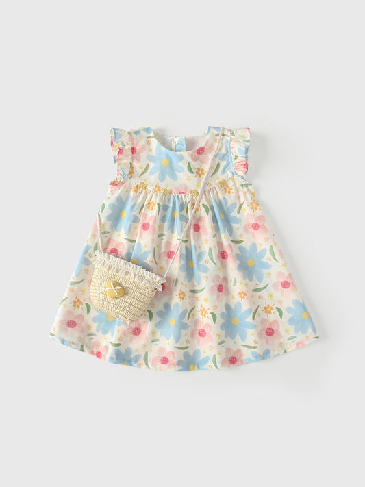 Summer Arrival Baby Girls Sleeveless Floral Pattern Dress, MyKids-USA®, Baby & Children's Dresses, MyKids-USA - Size/Age - 80 (9-12M) - Color - Apricot -  -  - TR2605192353-A.