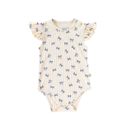 Summer Arrival Baby Unisex Crew Neck Fly Sleeves Hearts or Flowers Pattern Onesies Bodysuits, MyKids-USA®, Baby One-Pieces, MyKids-USA - Size/Age - 66 (3-6M) - Color - White -  -  - TR2505192128-C