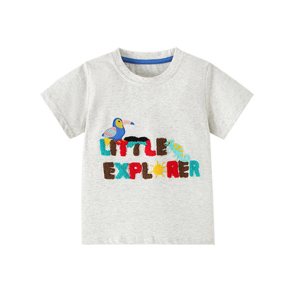 Summer Boys’ Animals Cartoon and Letters Pattern T-shirt