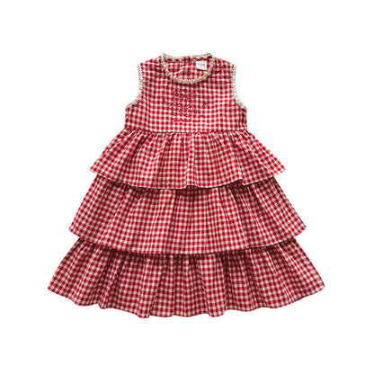 Summer Arrival Baby Girls Sleeveless Plaid Pattern Lace Trim Dress, MyKids-USA®, Baby & Children's Dresses, MyKids-USA -  -  -  -  -  -  - .