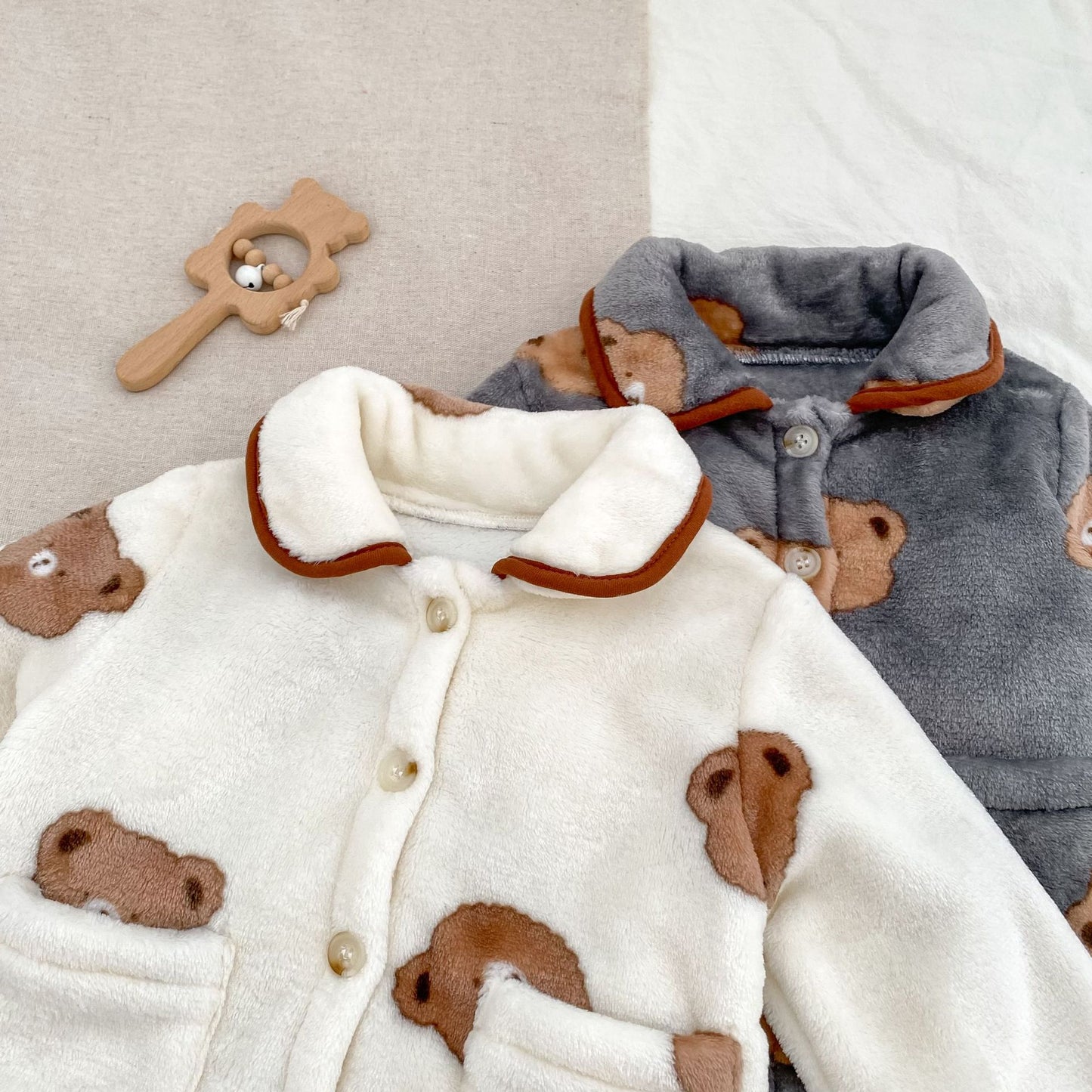 Winter Baby Kids Boys Long Sleeves Cute Teddy Bear Pattern Top and Pants Fluffy Warm Pajamas Clothing Set, MyKids-USA®, Baby & Toddler Sleepwear, MyKids-USA -  -  -  -  -  -  - 