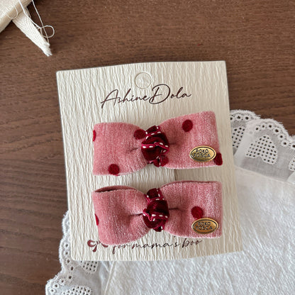 Collection of Cute Pink Dots Pattern Hair Clips or Hair Ties, MyKids-USA®, Hair Pins, Claws & Clips, MyKids-USA - Size/Age - Average Size (0-12Y） - Color - Black -  -  - TR2604012352-B.