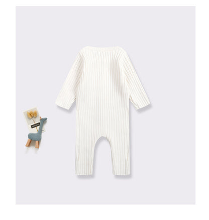 Hot Selling Autumn Baby Kids Long Sleeves Solid Color Single Breasted Rompers