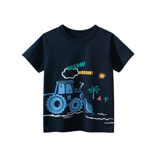 Boys’ Beach Print T-Shirt In European And American Style For Summer