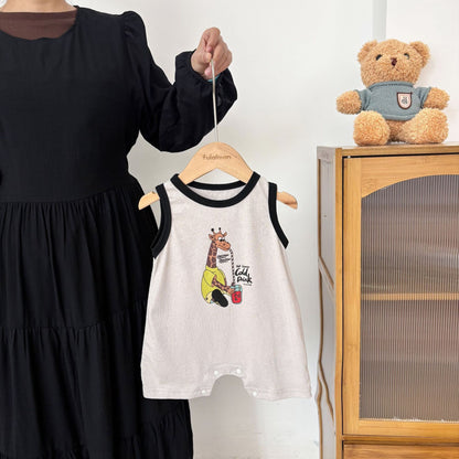 Summer Arrival Baby Unisex Giraffe Cartoon Pattern Sleeveless Crew Neck Rompers, MyKids-USA®, Baby One-Pieces, MyKids-USA - Size/Age - 66 (3-6M) - Color - Grey -  -  - TR2505262045-B