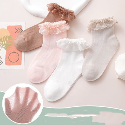 Baby Solid Color Ruffle Socks Princess Breathable Socks