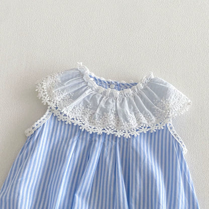 Summer Arrival Baby Girls Sleeveless Flowers Pattern Lace Trim Bodysuit, MyKids-USA®, Baby & Children's One-Pieces, MyKids-USA® -  -  -  -  -  -  - .