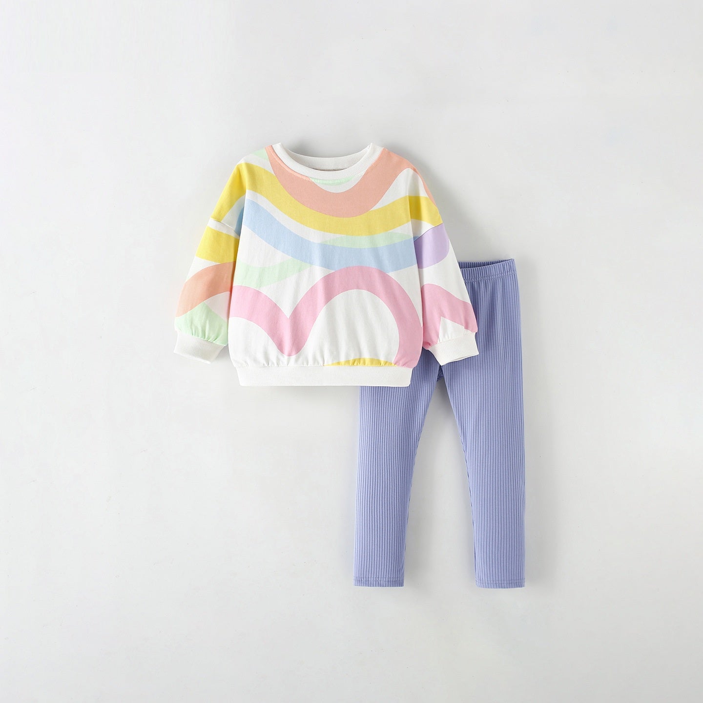 MyKids-USA® Winter and Autumn Baby Kids Girls Striped Pattern Long Sleeves Sweatshirt and Solid Color Pants Clothing Set