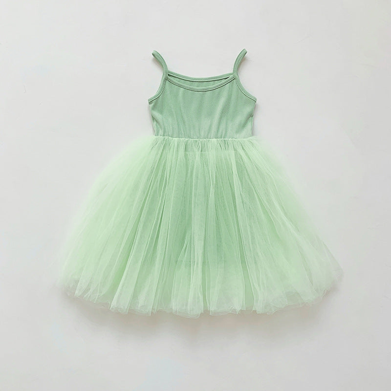 Summer Baby Kids Girls Sleeveless Plain Tulle Patchwork Strap Dress, MyKids-USA®, Baby & Children's Dresses, MyKids-USA - Size/Age - 80 (9-12M) - Color - Light Green -  -  - TR2605152315-D.