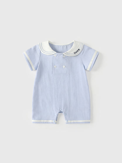 Summer Arrival Baby Short Sleeves Color Patchwork Navy Style Rompers Bodysuits, MyKids-USA®, Baby & Children's One-Pieces, MyKids-USA - Size/Age - 66 (3-6M) - Color - Light Blue -  -  - TR2605072333-A.